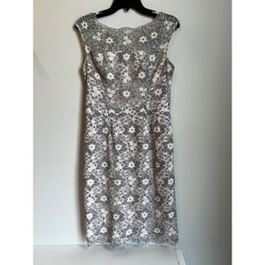 White House Black Market Dress‎ Size 8 Floral Lace Sleeveless Lined Pink/Black